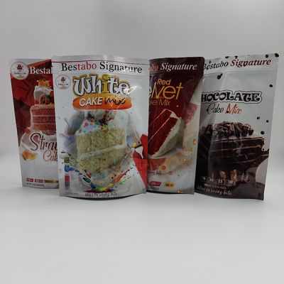 Soem-Kuchen-Pulver-Aluminiumtaschen-Seiten-Keil-mit Reißverschluss wiederversiegelbare stehende Beutel-Folie
