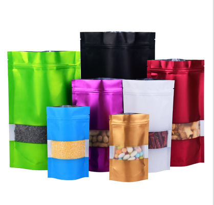 Hohe Sperren-Aluminiumfolie-Beutel 18*26cm stehen oben Plastikdruckbeutel mit Fenster