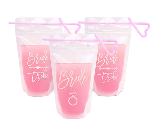 Partei trägt Use16OZ-Getränk flüssigen Verpackenbeutel mit Straw Handle zur Schau