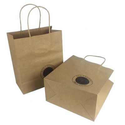 SGS Flexo druckte tragende Einkaufstaschen Browns Kraftpapier mit Griffen