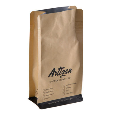 Flaches unteres Kapazitäts-Kraftpapier der Kaffee-Taschen-50g-15kg mit Reißverschluss mit Ventil