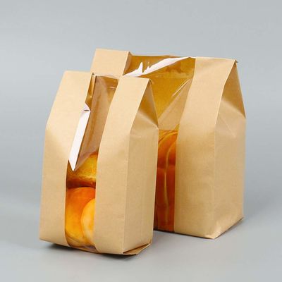 Brown 160 Mikrometer Fenster-Kraftpapier-Bäckerei-Taschen der Brotverpackungs-Papiertüte-pp. mittlere