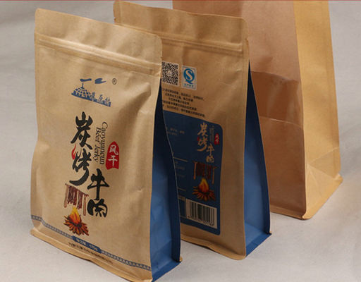 Kaffee-Seitenkeil-Kraftpapier-Verpackentaschen flachbodig mit Reißverschluss