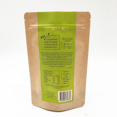 Sackt freundlicher Kraftpapier-Reißverschluss Eco flache untere Kraftpapier Kaffee-Taschen 12OZ mit Ventil ein