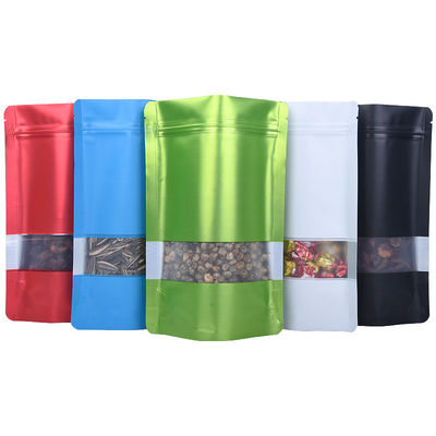 Hohe Sperren-Aluminiumfolie-Beutel 18*26cm stehen oben Plastikdruckbeutel mit Fenster