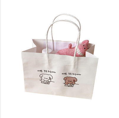 Farbe druckte freundliches Kraftpapier Eco tragende Einkaufstaschen mit Griffen