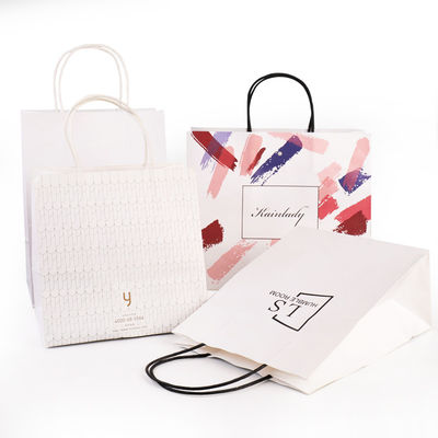 Papier-Geschenk Kraftpapiers Carry Bags Drawstring Custom Printed sackt 150g ein