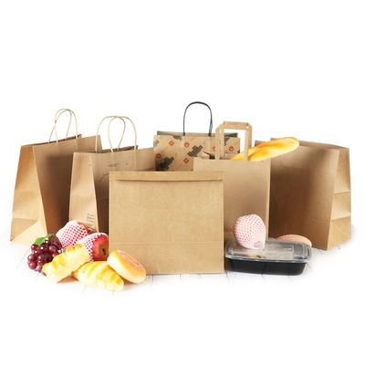 SGS Flexo druckte tragende Einkaufstaschen Browns Kraftpapier mit Griffen