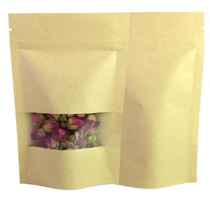 Stehen Sie oben Doypack-Heißsiegel Brown, das Kraftpapier-, welchesverpacken multi Größe mit Matte Window einsackt