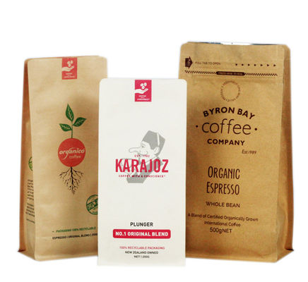 Klarer Fenster-Kaffee druckte mit Reißverschluss Bean Packaging Bag Recyclable Digital Kraftpapiers