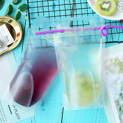 transparentes Getränk-flüssiger Verpackenbeutel 500ml 750ml mit Straw And Handle